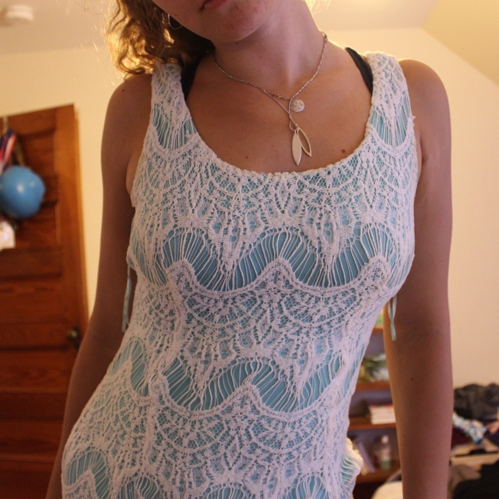 ModCloth aqua and white lace dress